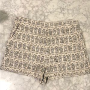 Top Shop Cream, blue, silver knit look shorts